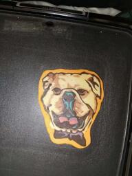 BullDog with Bow Tie Pancake Art