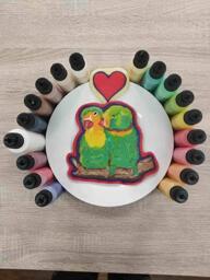 Love Birds Snuggling Pancake Art