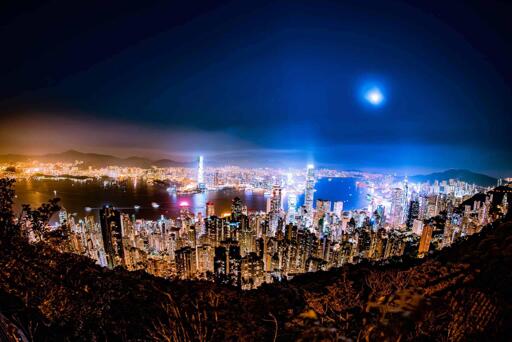 long exposure of Hong Kong at night