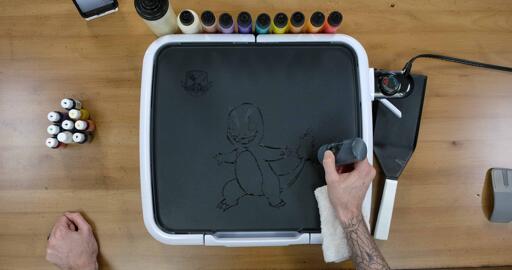 Charmander Pancake Art step 1.3: Add final outline details and outline Charmander's tail flame.