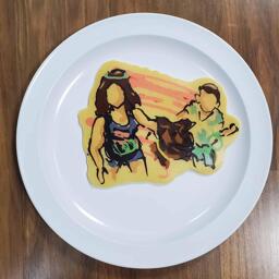 Two Kids and a Pupper Pancake Art