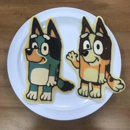 Bluey and Bingo pancake art