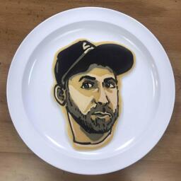 Grayscale event portrait pancake art