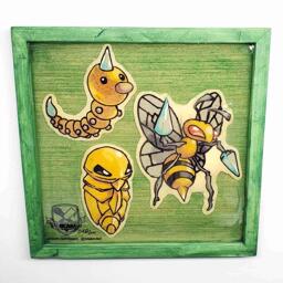 Pokemon Weedle, Kukuna, Beedrill Preserved Pancake Art