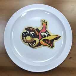 Pancake art of Banjo and Kazooie, from the Banjo-Kazooie video game franchise