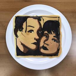 Pancake Art of Lovely Couple in Black Lipstick