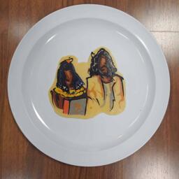 Pancake art of Cleopatra giving Jesus a George Foreman Grill