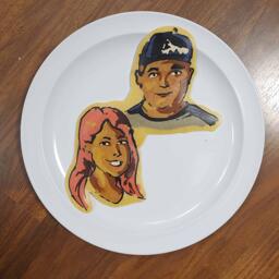 Pancake art of Everlee and her boyfriend