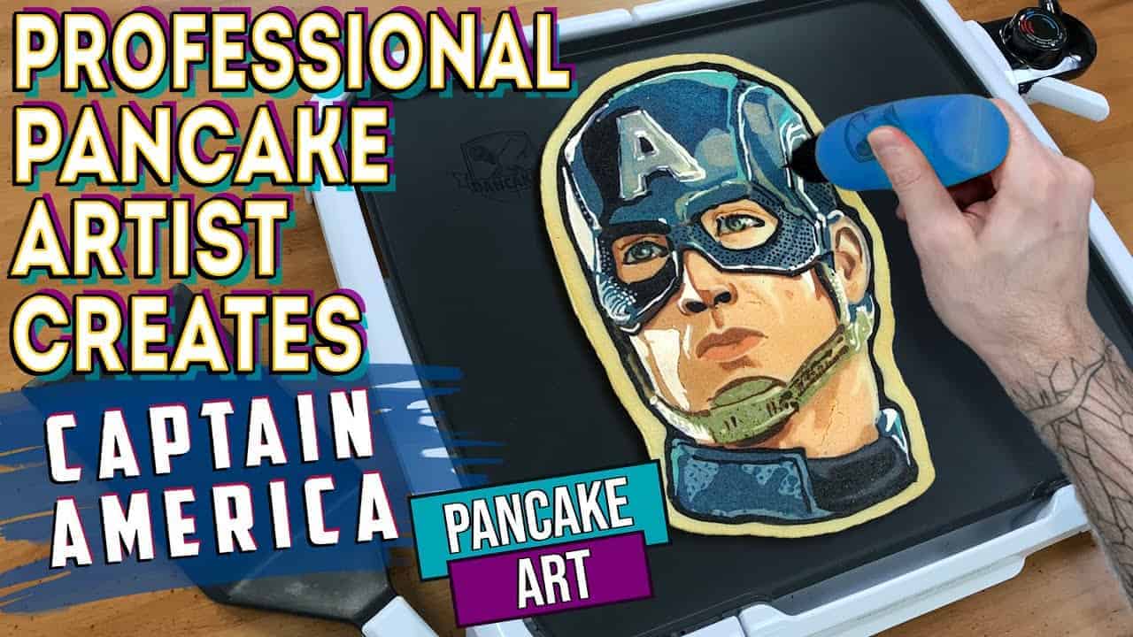 Professional Pancake Artist Creates - Captain America Pancake Art